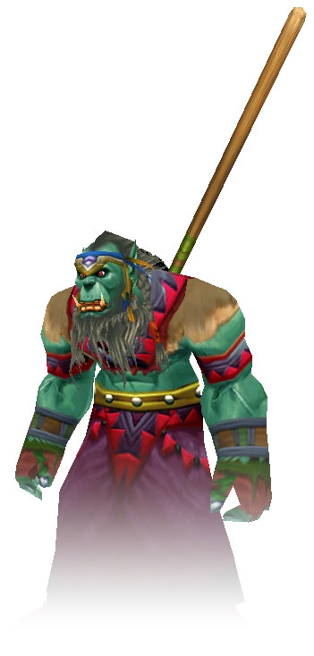An orc shaman from World of Warcraft Classic with a staff