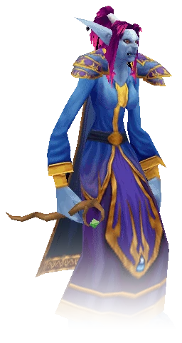 A troll mage from World of Warcraft Classic in blue robes