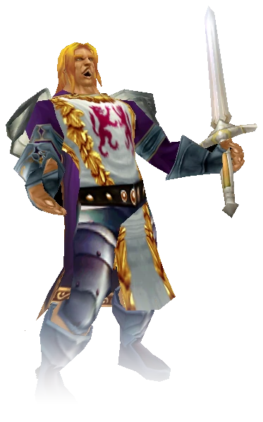 A human paladin from World of Warcraft Classic in plate armour with a sword